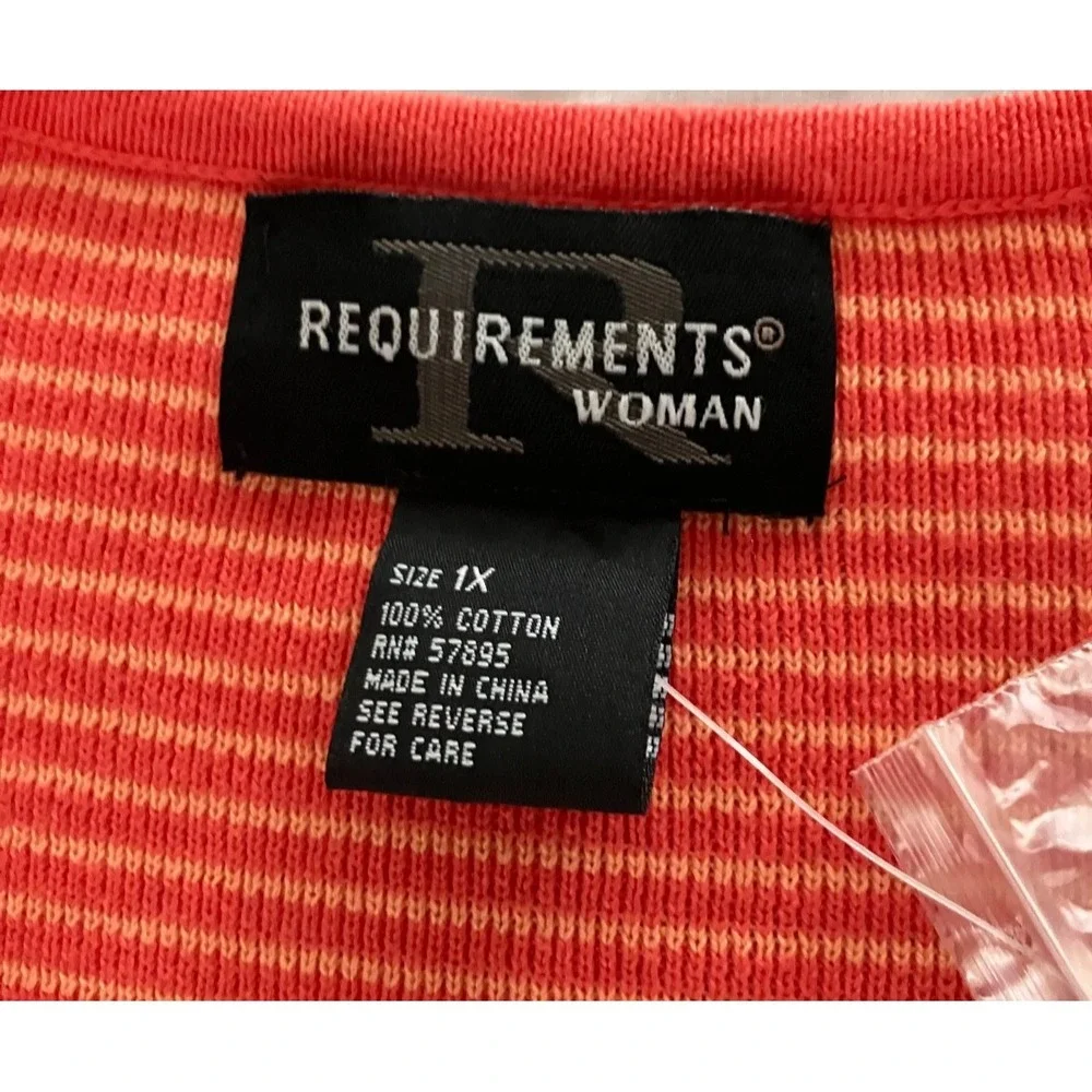 Requirements NWT Sz‎ 1X Wmn Stripe Button Cardigan Sweater Brown Coral Long Slv